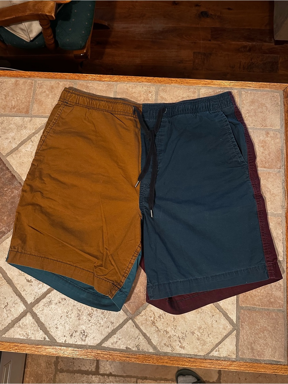 American Eagle Outfitters colorblock Drawstring Shorts — Brown & Navy